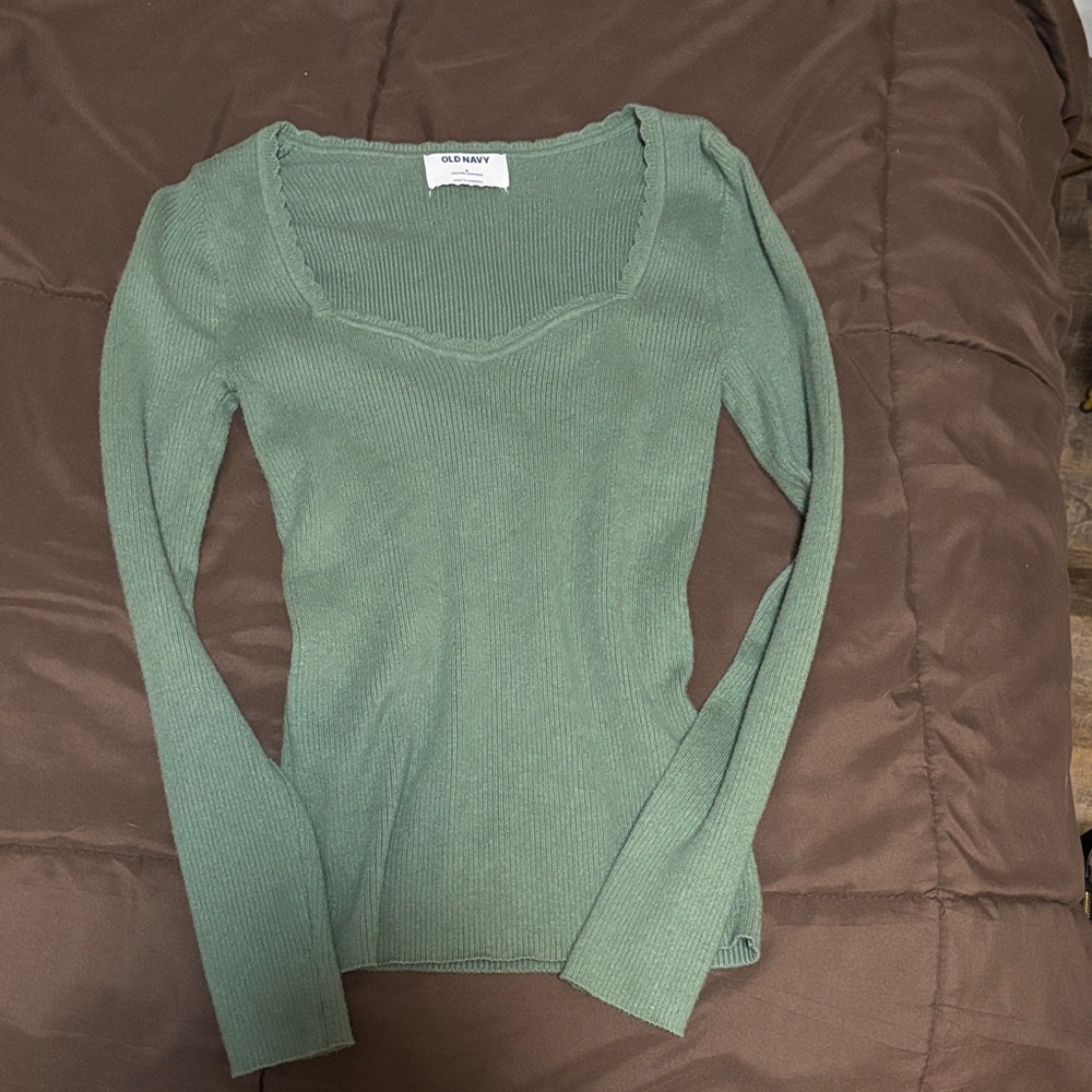 Old Navy Sage Green Ribbed Knit Top